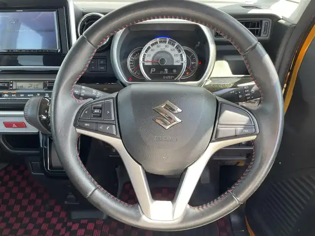 スズキ スペーシア カスタム HYBRID XS 熊本県 2018(平30)年 6.5万km アクティブイエロー 社外ＳＤナビ/・Blootooth/CD/DVD/USB/AM/FM/ipod/マルチAVブラウザ/SD/SMARTUSEN/・フルセグＴＶ/全方位カメラ/両側パワースライドドア/スズキセーフティサポート/・デュアルカメラブレーキサポート/・後退時ブレーキサポート/・ハイビームアシスト/・車線逸脱抑制機能/・ふらつき防止機能/車両接近通報装置/ヘッドアップディスプレイ/コーナーセンサー/ＬＥＤヘッドライト/ステアリングスイッチ/ロールサンシェード/エアバッグW＋サイド/オートライト/D席シートヒーター/盗難防止装置/革巻きステアリング/パワーモード/純正アルミホイール/純正フロアマット/スマートキー/ベンチシート/電動格納ミラー/ウィンカーミラー/フォグランプ