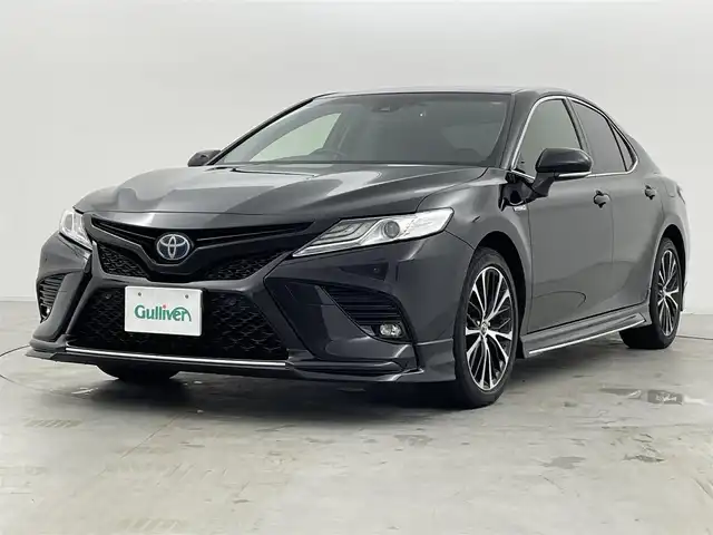 トヨタ カムリ WS 群馬県 2019(平31)年 4.6万km アティチュードブラックマイカ TRDフルエアロ/ブラインドスポットモニター/リヤクロストラフィックオートブレーキ/＝＝＝＝＝＝＝＝/純正8インチディスプレイナビ/・フルセグ/DVD/Blu-ray/CD/USB/・Bluetooth/AM/FM/Bluetooth/＝＝＝＝＝＝＝＝/ハーフレザーシート(運転席パワーシート)/パドルシフト/Toyota Safety Sense/・プリクラッシュセーフティ(歩行者検知機能付衝突回避支援タイプ/ミリ波レーダー＋単眼カメラ方式)/・レーンディパーチャーアラート/・オートマチックハイビーム/・レーダークルーズコントロール(全車速追従機能付)/インテリジェントクリアランスソナー/ETC2.0