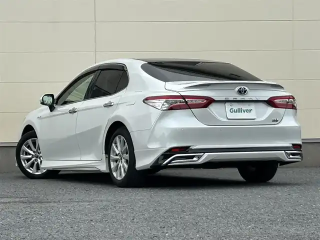 トヨタ カムリ G 茨城県 2019(令1)年 4.5万km プラチナホワイトパールマイカ モデリスタフルエアロ/メーカーOPナビ/　(AM/FM/BT)/JBLサウンド/フルセグ/バックカメラ/レーダークルーズコントロール/純正ドライブレコーダー/ビルドインETC2.0/サンルーフ/パワーシート/パワーバックドア/純正フロアマット/純正ドアバイザー/プッシュスタート/LEDヘッドライト/純正アルミホイール