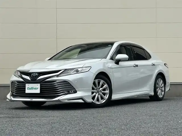 トヨタ カムリ G 茨城県 2019(令1)年 4.5万km プラチナホワイトパールマイカ モデリスタフルエアロ/メーカーOPナビ/　(AM/FM/BT)/JBLサウンド/フルセグ/バックカメラ/レーダークルーズコントロール/純正ドライブレコーダー/ビルドインETC2.0/サンルーフ/パワーシート/パワーバックドア/純正フロアマット/純正ドアバイザー/プッシュスタート/LEDヘッドライト/純正アルミホイール