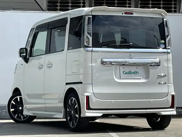 スズキ スペーシア カスタム HYBRID XS ターボ 青森県 2018(平30)年 3.1万km ピュアホワイトP ワンオーナー/4WD/純正メモリナビ/【AM/FM/CD/DVD/BT】/フルセグテレビ/バックカメラ/両側パワースライドドア/コーナーセンサー/プリクラッシュブレーキ/レーンキープアシスト/クルーズコントロール/シートヒーター/パドルシフト/LEDヘッドライト/フォグランプ/アイドリングストップ/純正15インチアルミ/ETC/取扱説明書/保証書