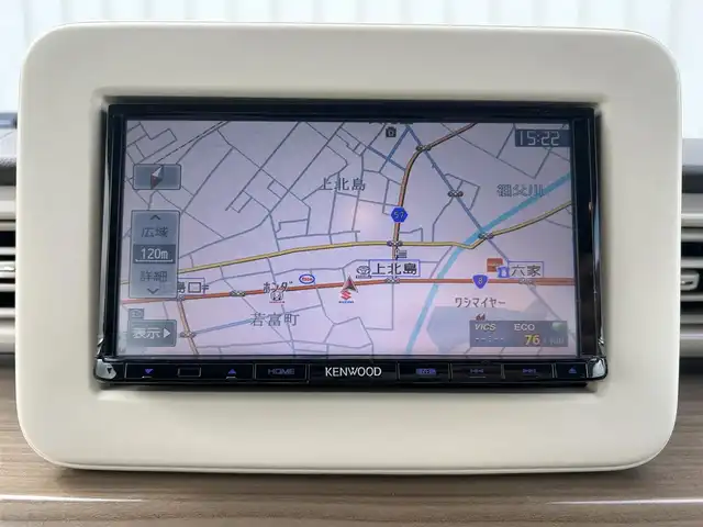 スズキ ラパン X 富山県 2015(平27)年 4.8万km フォーンベージュM 社外ナビ/フルセグTV 走行中視聴可能/USB/禁煙車/純正14インチAW/プッシュスタート/スマートキー/スペアキー１本/HIDヘッドライト/純正フロアマット/ウィンカーミラー/横滑り防止装置/盗難防止装置/衝突被害軽減システム