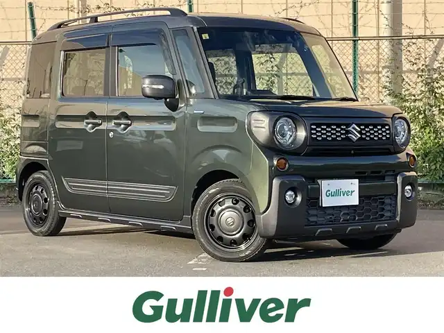 スズキ スペーシア ギア HYBRID XZターボ 東京都 2020(令2)年 3.8万km クールカーキパールメタリック/ガンメタリック2トーン 純正８型ＳＤナビ＆フルセグ　/・BluetoothAudio/USB/・CD/SD/DVD/AM/FM/両側パワースライドドア　/純正ＬＥＤヘッドライト　/前席シートヒーター/セーフティサポート　/（予防安全技術）/・アダプティブクルーズコントロール　/・ハイビームアシスト /・リアパーキングソナー /・車線逸脱警報機能/・先行車発進お知らせ機能/・ふらつき警報/・後退時ブレーキサポート/前後ドライブレコーダー/社外ETC /プッシュエンジンスタート/純正フロアゴムマット/Wエアバック＆ABS