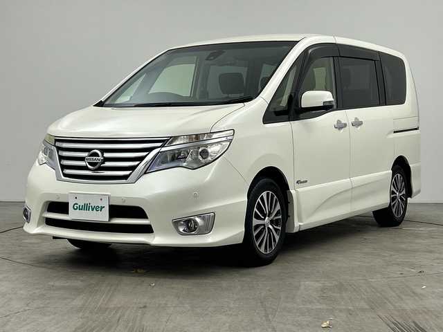 日産 セレナ HWS S HV Vセレ +SeftyⅡ 三重県 2015(平27)年 1.6万km ブリリアントホワイトパール /禁煙車//純正8インチSDナビ MM515D-L//アラウンドビューモニター//純正フリップダウンモニター//両側電動スライドドア//エマージェンシーブレーキ//衝突軽減ブレーキ//レーンキープアシスト//クルーズコントロール//前後コーナーセンサー//純正ビルトインETC//LED//オートライト//フォグランプ//純正フロアマット//プッシュスタート//スマートキー//スペアスマートキー