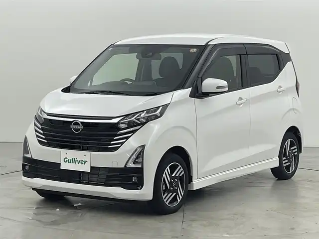 日産 デイズ ハイウェイスターX 福島県 2025(令7)年 0.3万km ホワイトパール 純正９型ナビ（ＢＴ，フルセグＴＶ）　/アラウンドビューモニター　/コーナーセンサー　/エマージェンシーブレーキ　/レーンキープ　/先行車発進お知らせ　/アイドリングストップ　/純正１４インチＡＷ　/ＬＥＤヘッドライト