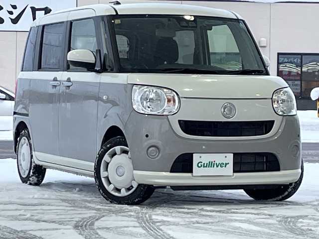 ダイハツ ムーヴ キャンバス X SA Ⅲ 道北・旭川 2021(令3)年 3.7万km パールホワイトⅢ/スムースグレーマイカメタリック 2トーン /4WD//禁煙車//純正SDナビ/CD/BT/SD//バックカメラ//両側パワースライドドア//スマートアシスト3//衝突回避支援ブレーキ//衝突警報機能（車両/歩行者）//車線逸脱警報機能//誤発進抑制機能//先行車発進お知らせ機能//オートハイビーム//横滑り防止//アイドリングストップ//オートライト//ETC//革巻きステアリング//ステアリングスイッチ//純正フロアマット//スマートキー