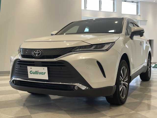 トヨタ ハリアー G 福井県 2021(令3)年 1.3万km ホワイトパールクリスタルシャイン 純正8インチナビ/フルセグTV/バックカメラ/ドライブレコーダー/ビルトインETC/トヨタセーフティーセンス/クリアランスソナー/デジタルインナーミラー/パワーバックドア/パワーシート/ハーフレザーシート/LEDヘッドライト/オートライト/オートハイビーム/MTモード付付AT/純正18インチAW/プッシュスタート/スマートキー×2/純正フロアマット