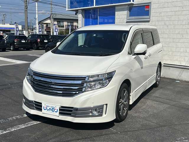 日産 エルグランド ライダー ブラックライン黒本革 パワーシート 長野県 2012(平24)年 13.7万km ブリリアントホワイトパール (株)IDOMが運営する【じしゃロン長野店】の自社ローン専用車両になりますこちらは現金またはオートローンご利用時の価格です。自社ローンご希望の方は別途その旨お申付け下さい/純正ナビ/バックカメラ　/フルセグTV/ステアリングスイッチ/フリップダウンモニター/両側パワースライドドア/運転席助手席シートヒーター/運転席助手席パワーシート