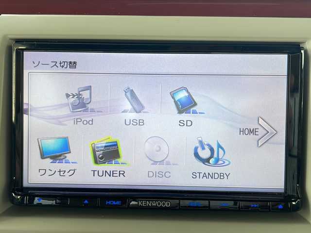 スズキ ラパン ショコラ X 福島県 2014(平26)年 6.8万km シャンパンピンクPM ワンオーナー　純正メモリナビ(ワンセグTV/CD/DVD/SD/AM/FM)　レザーシート　革巻きステアリング　アイドリングストップ　ＩＳＯＦＩＸ　オートライト　ドアバイザー　電動格納ミラー  ウィンカーミラー ＨＩＤヘッドライト　スマートキー　スペアキー×１　取扱説明書　保証書