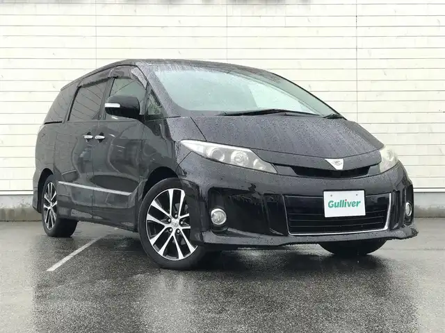 トヨタ エスティマ アエラス プレミアムエディション 富山県 2015(平27)年 7.9万km ブラック 純正ナビ/フルセグTV/Bluetooth/バックカメラ/クルーズコントロール/横滑り防止装置/プッシュスタート/スマートキー/両側パワースライドドア/ステアリングスイッチ/革巻きステアリング/オートライト/フォグランプ/ETC