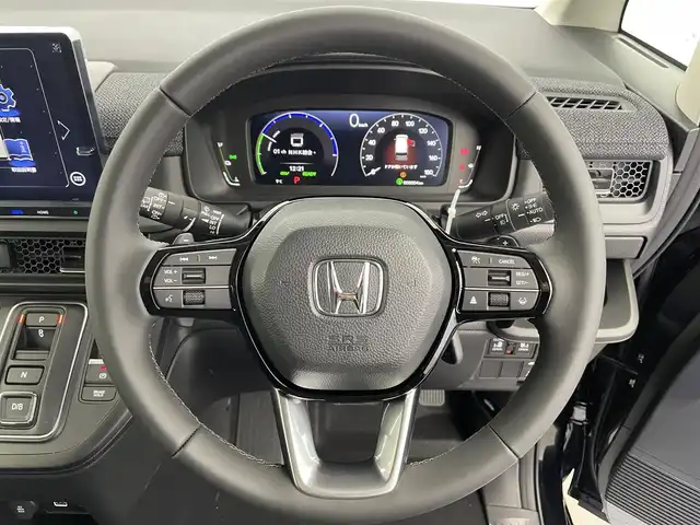 ホンダ ステップワゴン eHEV エアー EX 富山県 2025(令7)年 0.1千km クリスタルブラックパール 登録済未使用車/11.4インチ純正ナビ【LXM-247VFLi】/（AMFM/CD/DVD/USB/SD/BT/CarPlay）/フルセグTV/15.6インチ リア席モニター【VM-231FE】/バックカメラ/両側パワースライドドア/電動リアゲート/衝突被害軽減ブレーキ/アダプティブクルーズコントロール/レーンキープアシスト/コーナーセンサー前後/オートマチックハイビーム/前席シートヒーター/パドルシフト/スマートキー×２/プッシュスタート/取扱説明書/保証書
