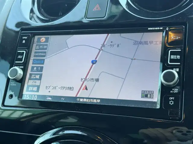 日産 ノート e－パワー メダリスト 千葉県 2016(平28)年 7万km ギャラクシーゴールド バックカメラ純正SDナビ（MM３１６D-W)/　（BT/DVD/CD/AM/FM)/フルセグ/全方位モニター/バックカメラ/クリアランスソナー/前後ドラレコ/ハーフレバー/ETC/LEDヘッドライト/エマージェンシーブレーキ/レーンキープ/スペアキー/横滑り防止/取扱説明書/保証書