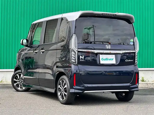 ホンダ Ｎ ＢＯＸ カスタム L コーディネートスタイル 宮城県 2021(令3)年 3.6万km 紺Ⅱ 地図SD未到着・要確認/純正7インチナビ/(CD/SD/USB)/バックカメラ/ホンダセンシング/・衝突軽減ブレーキ（CMBS）/・路外逸脱抑制機/・パーキングセンサー/・先行車発進検知/・標識認識/・レーダークルーズコントロール/・オートハイビーム/ETC/シートヒーター(D＋N席)/両側パワースライドドア/オートエアコン(ナノイー)/ステアリングスイッチ/サンシェード/リアシートドリンクホルダートレイ/プッシュスタート＆スマートキー/ウインカー付き電動格納ミラー/横滑り防止/オートライト/LEDヘッドライト/フォグランプ/純正フロアマット/純正14インチAW