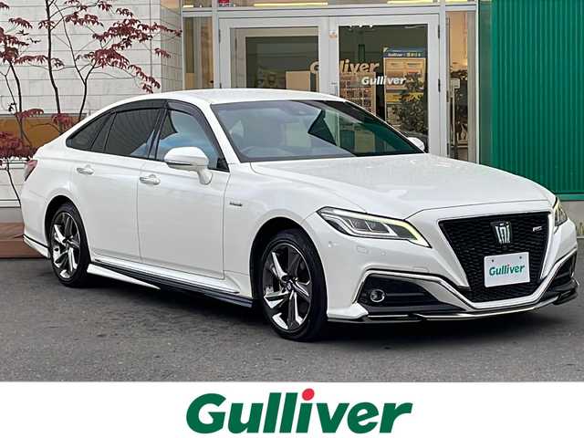 トヨタ クラウン ハイブリッド RS アドバンス Four 青森県 2018(平30)年 9.8万km ホワイトパールクリスタルシャイン 4WD/純正SDナビ・フルセグTV/CD・DVD・Bluetooth・SD・USB/OPパノラミックビューモニター/合皮コンビシート/前席パワーシート・シートヒーター/ステアリングヒーター/カラーヘッドアップディスプレイ/OPセーフティパッケージプラス/インテリジェントパーキングアシスト2/リアカメラディテクション/パーキングサポートブレーキ/セーフティセンス/プリクラッシュセーフティ/レーダークルーズコントロール/レーントレーシングアシスト/アダプティブハイビーム/ブラインドスポットモニター/クリアランスソナー/パドルシフト/AC100V100W/純正ビルトインETC2.0/前後ドライブレコーダー/3眼LEDヘッドランプ/フォグランプ/純正18インチアルミ/TRDエアロ
