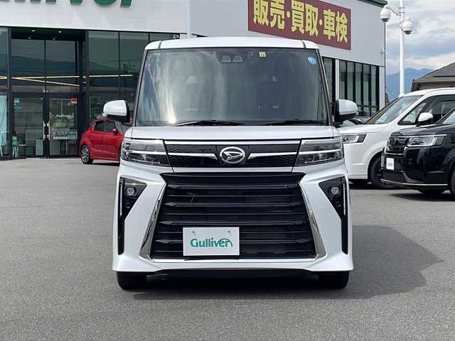 ダイハツ タント カスタム RS 長野県 2022(令4)年 1.3万km シャイニングホワイトパール 社外SDメモリナビ（AVN-D10W）/FM・AM・DVD・CD・フルセグTV/Bluetooth Audio/バックカメラ/純正15インチアルミホイール/ナビ連動ドライブレコーダー/衝突被害軽減ブレーキ/両側パワースライドドア/前後コーナーセンサー/ハーフレザーシート/前席シートヒーター/後席サンシェード/電動パーキング/LEDヘッドライト/オートライト/フォグランプ/プッシュスタート/スマートキー/ETC
