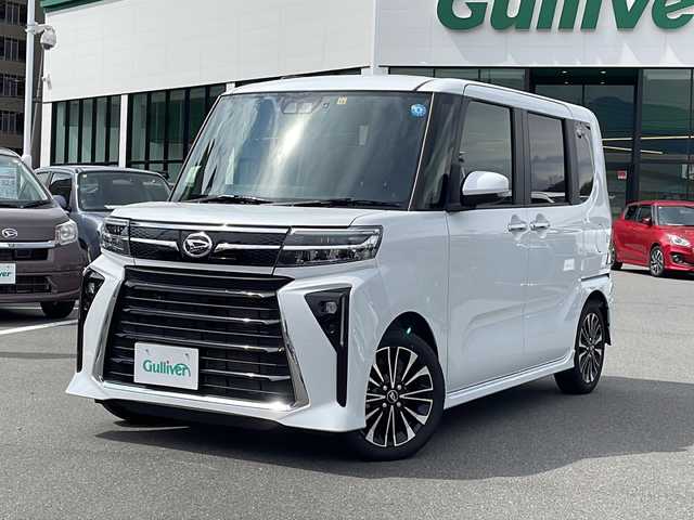 ダイハツ タント カスタム RS 長野県 2022(令4)年 1.3万km シャイニングホワイトパール 社外SDメモリナビ（AVN-D10W）/FM・AM・DVD・CD・フルセグTV/Bluetooth Audio/バックカメラ/純正15インチアルミホイール/ナビ連動ドライブレコーダー/衝突被害軽減ブレーキ/両側パワースライドドア/前後コーナーセンサー/ハーフレザーシート/前席シートヒーター/後席サンシェード/電動パーキング/LEDヘッドライト/オートライト/フォグランプ/プッシュスタート/スマートキー/ETC
