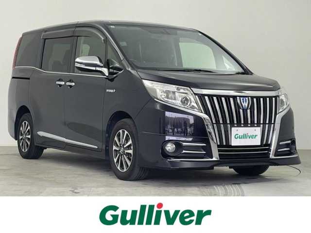 トヨタ エスクァイア ハイブリッド Gi 千葉県 2015(平27)年 8.9万km スパークリングブラックパールクリスタルシャイン ALPINE 10インチナビ（EX10）/・CD DVD USB /・Bluetooth/・フルセグTV/バックモニター /両側パワースライドドア/黒革シート/シートヒーター/LEDライト/メッキドアノブ/メッキミラー/純正エアロ/純正15インチアルミホイール/横滑り防止機能/新車メーカー保証書/取扱説明書