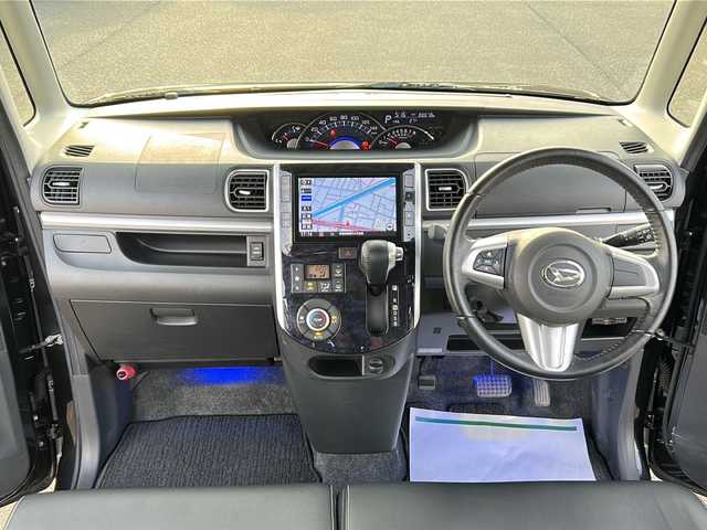 ダイハツ タント カスタム RS トップED SAⅡ 茨城県 2016(平28)年 8.9万km ブラックマイカメタリック 純正SDナビ＆地デジTV【NSZN-X66D-T3】/(地デジTV・CD・DVD・BT・ラジオ再生)/社外ドライブレコーダー（フロント）/純正ETC/純正15インチアルミホイル/被害軽減システム/プッシュスタート/バックカメラ/アイドリングストップ/LEDヘッドライト/オートライト/両側パワースライドドア/取扱説明書/保証書