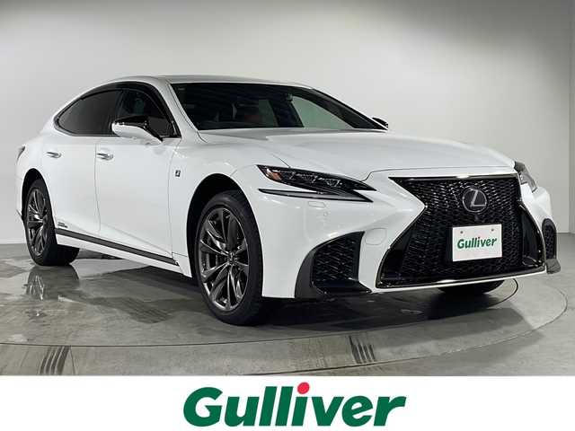レクサス ＬＳ 500h Fスポーツ 福岡県 2018(平30)年 1.8万km ホワイトノーヴァガラスフレーク 純正メモリナビ（フルセグTV/DVD/CD/BT）全方位モニターレクサスセーフティドラレコ赤革シート3眼LEDサンルーフコーナーセンサーレーダークルコンBSMデジタルインナーミラーLEDヘッドライト