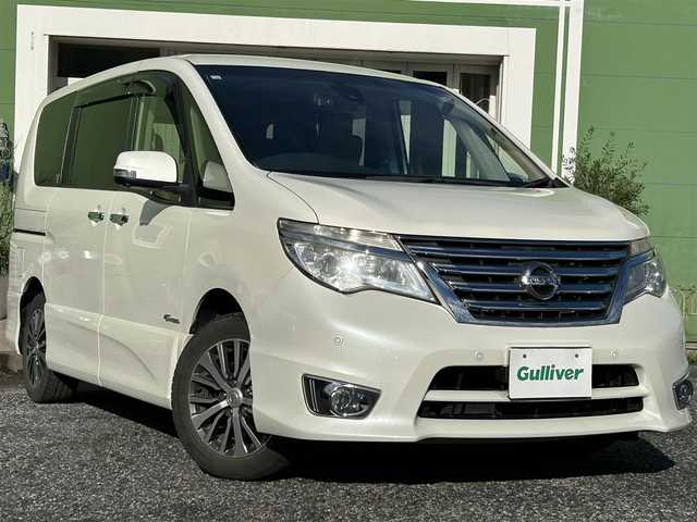 日産 セレナ ハイウェイS G S HV Aセーフ 埼玉県 2014(平26)年 8.4万km ブリリアントホワイトパール ワンオーナー車/純正ナビＴＶ/・AM/FM・SD・BT/クリアランスソナー/追従機能なしクルーズコントロール/衝突軽減ブレーキ/レーンディパーチャーアラート/アラウンドビューモニター/前方ドライブレコーダー/ビルトインETC/自動防眩ミラー/プッシュスタート/純正フロアマット/保証書付整備手帳/取扱説明書