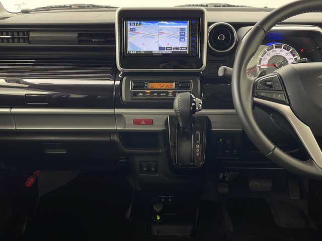 スズキ スペーシア カスタム HYBRID XS ターボ 秋田県 2023(令5)年 3.1万km インディゴブルーメタリック 社外ナビ　KENWOOD 【AM/FM/CD/DVD/BT】　/フルセグＴＶ　/バックカメラ　/USBポート/デュアルカメラブレーキサポート　/ハーフレザーシート　/ＬＥＤヘッドライト　/前方ドライブレコーダー　/スマートキー　/スペアキー有り/純正エンジンスターター /両側パワースライドドア/プッシュスタート　/クルーズコントロール/衝突被害軽減システム/ステアリングリモコン/プッシュスタート /パドルシフト/前席シートヒーター/クリアランスソナー /レーンキープアシスト/横滑り防止装置/PWR/電格ミラー/アイドリングストップ/オートライト/オートエアコン /純正AW/コーナーセンサー /リアサンシェード /革巻きステアリング/ウィンカーミラー /フォグライト /サイドバイザー