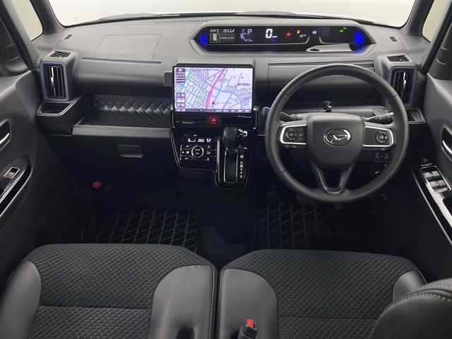 ダイハツ タント カスタム RS 秋田県 2021(令3)年 0.5万km ブラックマイカメタリック 4WD/スマートアシスト　/フローティングナビ　/　　CD/DVD/BT/フルセグTV/バックカメラ　/両側パワースライドドア　/レーダークルーズコントロール　/LEDオートライト　/ハーフレザーシート　/前席シートヒーター/純正15インチアルミホイール　/リアサンシェード/アイドリングストップ/ステアリングスイッチ/スマートキー　/ビルトインETC