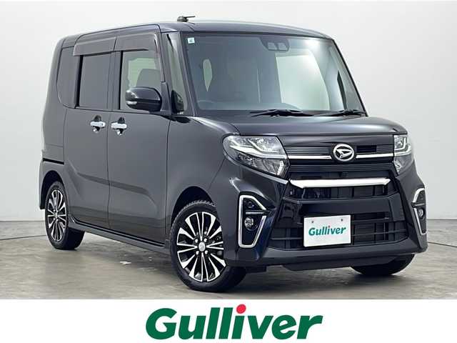 ダイハツ タント カスタム RS 秋田県 2021(令3)年 0.5万km ブラックマイカメタリック 4WD/スマートアシスト　/フローティングナビ　/　　CD/DVD/BT/フルセグTV/バックカメラ　/両側パワースライドドア　/レーダークルーズコントロール　/LEDオートライト　/ハーフレザーシート　/前席シートヒーター/純正15インチアルミホイール　/リアサンシェード/アイドリングストップ/ステアリングスイッチ/スマートキー　/ビルトインETC