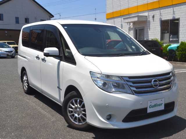 日産 セレナ 20X S HV Aセーフティ 宮城県 2014(平26)年 9.7万km ブリリアントホワイトパール /純正SDナビ/フルセグテレビ/Bluetooth/全方位カメラ/エマージェンシーブレーキ/ETC/片側パワースライドドア/スマートキー/クルーズコントロール/アイドリングストップ/