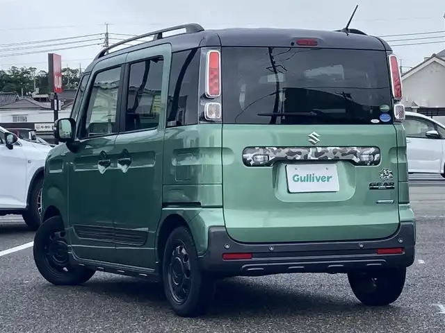 スズキ スペーシア ギア HYBRID XZターボ 島根県 2019(平31)年 3.2万km ツールグリーンパールメタリック/ガンメタリック2トーンルーフ ワンオーナー /社外SDナビ(CD/DVD/BT/フルセグ)/全方位カメラ/衝突被害軽減ブレーキ/車線逸脱警告/両側パワースライドドア /前席シートヒーター /前方ドライブレコーダー/ヘッドアップディスプレイ/オートライト/LEDヘッドライト/パドルシフト/ETC/純正ゴムフロアマット/電動格納ミラー/ミラーウィンカー /社外AW付きスタッドレスタイヤ積み込み/取扱説明書/保証書