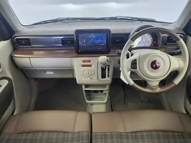 スズキ ラパン ＬＣ X 愛知県 2022(令4)年 1.1万km フォーンベージュM スズキデュアルセーフティーブレーキ/・衝突軽減ブレーキ/・横滑り防止装置/・コーナーセンサー　/・アラウンドビューモニター/純正8インチナビ　/フルセグTV/Bluetooth/シートヒーター（D/N）/USBポート×2/ステアリングリモコン/LEDヘッドライト/AAC