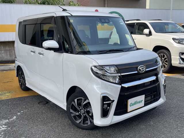 ダイハツ タント カスタム X セレクション 静岡県 2020(令2)年 1.4万km シャイニングホワイトパール ワンオーナー/純正ナビ/フルセグTV/DVD/CD/SD/BT/全方位カメラ/両側パワースライドドア/ハーフレザーシート/前席シートヒーター /前後コーナーセンサー/ビルトインETC/LEDヘッドライト/LEDフォグライト/前方ドライブレコーダー/衝突軽減ブレーキ/レーンキープアシスト/ステアリングスイッチ/スマートキー×2/保証書/取扱説明書/R4/R5点検記録簿有