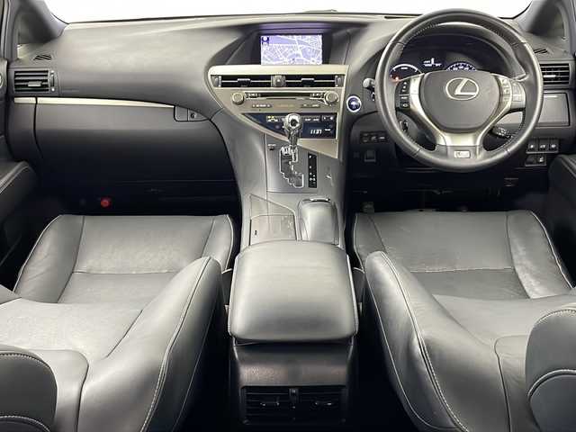 レクサス ＲＸ 450h Fスポーツ 道央・札幌 2013(平25)年 6.6万km ブラック ・4WD/・純正ナビ&CD&DVD&BT/・パワーバックドア/・バックカメラ/・クルーズコントロール/・ビークルスタビリティコントロール/・ヘッドアップディスプレイ/・前後ドライブレコーダー/・ビルトインETC/・前席シートヒーター/・レザーシート/・社外フロアマット/・プッシュスタート/・ヘッドライトウォッシャー/・LEDヘッドライト/・オートライト/・スマートキー/・スペアキー