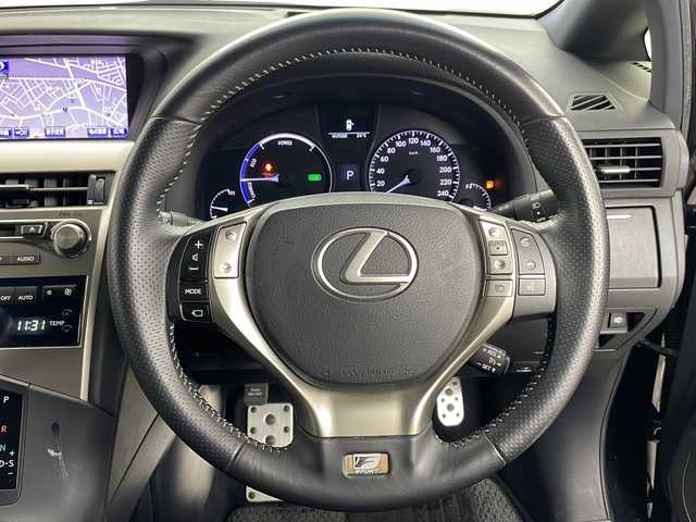 レクサス ＲＸ 450h Fスポーツ 道央・札幌 2013(平25)年 6.6万km ブラック ・4WD/・純正ナビ&CD&DVD&BT/・パワーバックドア/・バックカメラ/・クルーズコントロール/・ビークルスタビリティコントロール/・ヘッドアップディスプレイ/・前後ドライブレコーダー/・ビルトインETC/・前席シートヒーター/・レザーシート/・社外フロアマット/・プッシュスタート/・ヘッドライトウォッシャー/・LEDヘッドライト/・オートライト/・スマートキー/・スペアキー