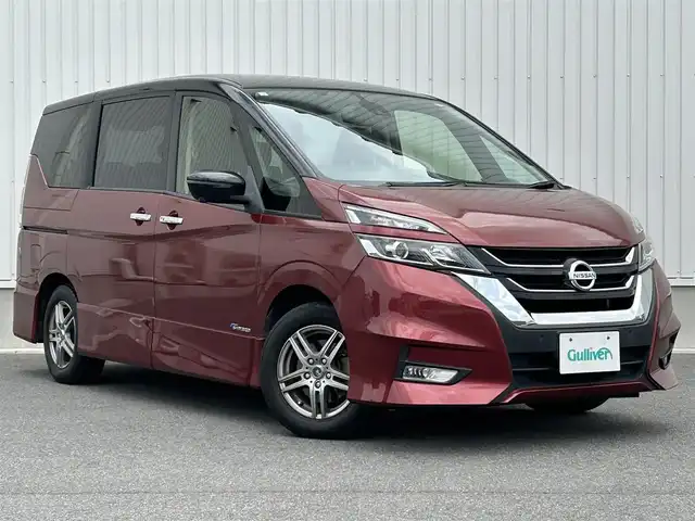 日産 セレナ ハイウェイスター 群馬県 2017(平29)年 9.7万km マルーンレッド 2トーン ワンオーナー/純正ナビ(SD/FM/AM/フルセグTV/Bluetooth)/両側パワースライドドア/プロパイロット/LEDヘッドライト/アラウンドビューモニター/純正フロアマット/ドアバイザー/スマートキー/プッシュスタート/コーナーセンサー/オートライト/クルーズコントロール(自動追従走行)/純正AW付サマータイヤ4本積込/取扱説明書/保証書