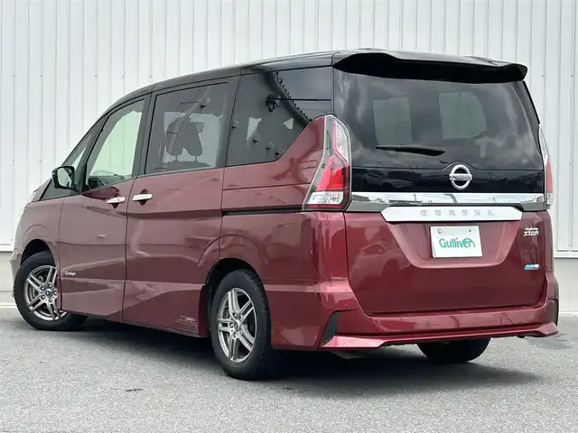 日産 セレナ ハイウェイスター 群馬県 2017(平29)年 9.7万km マルーンレッド 2トーン ワンオーナー/純正ナビ(SD/FM/AM/フルセグTV/Bluetooth)/両側パワースライドドア/プロパイロット/LEDヘッドライト/アラウンドビューモニター/純正フロアマット/ドアバイザー/スマートキー/プッシュスタート/コーナーセンサー/オートライト/クルーズコントロール(自動追従走行)/純正AW付サマータイヤ4本積込/取扱説明書/保証書