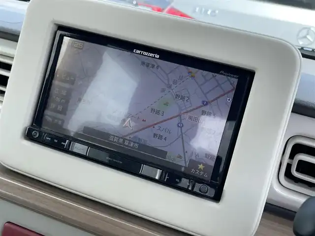 スズキ ラパン S 滋賀県 2016(平28)年 5.7万km コフレピンクパールメタリック/ホワイト2トーンルーフ 社外ナビ/(SD/DVD/Bluetooth/フルセグTV)/ETC/電動格納ミラー/シートヒーター/純正フロアマット/オートライト/スマートキー/プッシュスタート