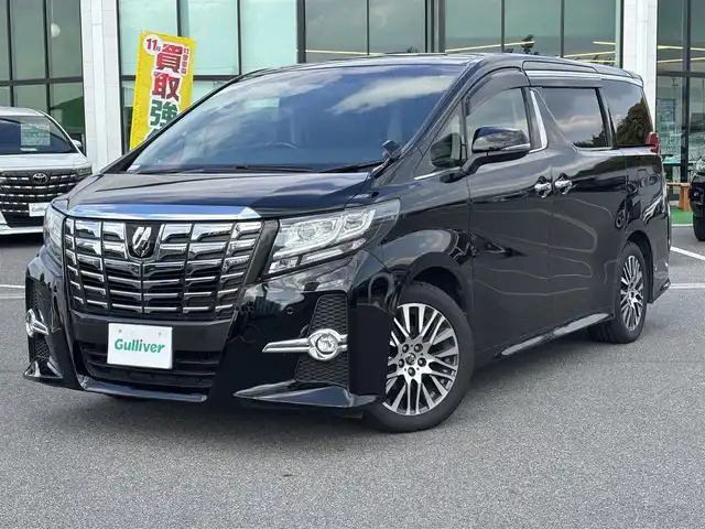 トヨタ アルファード S Cパッケージ 宮城県 2017(平29)年 6.7万km ブラック サンルーフ/純正10インチナビ（NSZN-Z66T）/（フルセグ/BT/CD/DVD）/純正12インチフリップダウンモニター（V12T-R66C）/クルーズコントロール/バックカメラ/パワーバックドア/両側パワースライドドア/レザーシート（ブラック）/運転席メモリシート/全席パワーシート/前席シートヒーター/ステアリングヒーター/後席サンシェード/前方ドライブレコーダー（DRT-H66A)/ETC/純正18インチAW/スペアキーX1