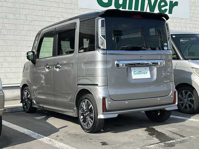 スズキ スペーシア カスタム HYBRID XS 静岡県 2021(令3)年 3.2万km スチールシルバーメタリック/ブルーイッシュブラックパール 純正8インチナビ/地デジTV/純正CD/DVD/Bluetooth/バックカメラ/両側パワースライドドア/衝突軽減ブレーキ/シートヒーター/純正15インチAW/LEDヘッドライト/オートライト/スマートキー/ETC