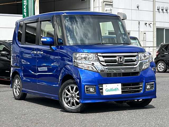 ホンダ Ｎ ＢＯＸ カスタム G ターボ Lパッケージ 千葉県 2016(平28)年 8.8万km ブリリアントスポーティブルーメタリック2トーン ターボ車/純正SDナビ【VXM-165VFI】/フルセグTV/DVD/CD/Bluetooth/バックカメラ/両側パワースライドドア/ETC/キセノンライト/ドアバイザー/エンジンプッシュスタート/スマートキー/スペアキー/保証書/取扱説明書