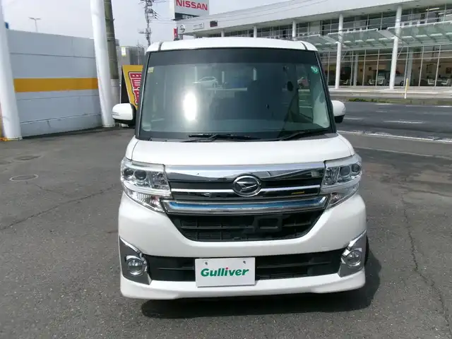ダイハツ タント カスタム RS SA 群馬県 2014(平26)年 7.2万km パールホワイトⅢ SDナビ/フルセグテレビ/バックカメラ/両側パワースライドドア/ターボチャージャー/スマートアシスト/ドライブレコーダー/ETC/皮調シートカバー