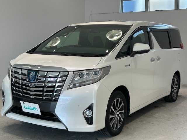 トヨタ アルファードハイブリット エグゼクティブ ラウンジ 宮城県 2016(平28)年 5.9万km ホワイトパールクリスタルシャイン ４WD/クルーズコントロール/トヨタセーフティーセンス/レーンキープアシスト/衝突軽減措置システム/横滑り防止装置/盗難防止装置/電動リアゲート/３列シート/シートメモリー/シートヒーター/ハンドルヒーター/ウォークスルー/サンルーフ/純正SDナビ/フルセグTV/CD/DVD/ブルーレイ再生機能/ポータブル/Bluetooth接続/純正ビルドインETC/JBL/パワーステアリング
