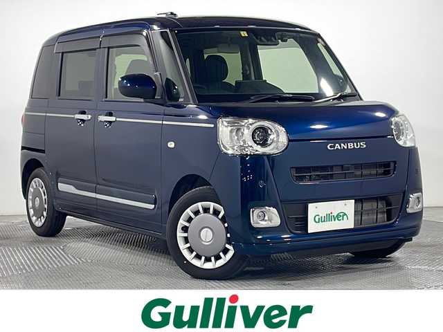 ダイハツ ムーヴ キャンバス セオリー G 広島県 2023(令5)年 1.2万km レーザーブルークリスタルシャイン 純正９型ナビ/バックカメラ/シートヒーター/両側パワースライドドア/フルセグ/コーナーセンサー/ドラレコ/オートマチックハイビーム/衝突軽減/踏み間違い防止/レーンキープアシスト/ＬＥＤヘッドライト/エアバッグ(運転席/助手席/サイド/カーテン)