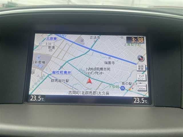 日産 フーガ 370VIP 群馬県 2015(平27)年 3.2万km 茶 純正HDDナビ、地デジ、Bluetooth、CD、DVD/アラウンドビューモニター/クルーズコントロール/エマージェンシーブレーキ/全席パワーシート、シートヒーター/前席エアシート/コーナーセンサー（前後）/革巻きステア/ウインカーミラー/スマートキー×２/ドアバイザー/保証書、取説