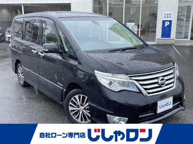 日産 セレナ ハイウェイS S HV Aセーフ 山梨県 2015(平27)年 8.3万km ダイヤモンドブラック じしゃロン甲府店　お客様成約済み車両です。他店落札不可となります。/〇アドバンスドセーフティパッケージ/・アラウンドビューモニター/・エマージェンシーブレーキ/・踏み間違い衝突防止アシスト/・車線逸脱警報/・ふらつき警報/〇社外ナビ(DTV/DVD・CD/SDUSB/BT)/〇社外フリップダウンモニター/〇左後パワースライドドア/〇ETC/〇スマートキー