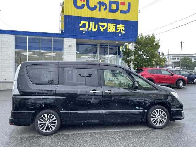 日産 セレナ ハイウェイS S HV Aセーフ 山梨県 2015(平27)年 8.3万km ダイヤモンドブラック じしゃロン甲府店　お客様成約済み車両です。他店落札不可となります。/〇アドバンスドセーフティパッケージ/・アラウンドビューモニター/・エマージェンシーブレーキ/・踏み間違い衝突防止アシスト/・車線逸脱警報/・ふらつき警報/〇社外ナビ(DTV/DVD・CD/SDUSB/BT)/〇社外フリップダウンモニター/〇左後パワースライドドア/〇ETC/〇スマートキー