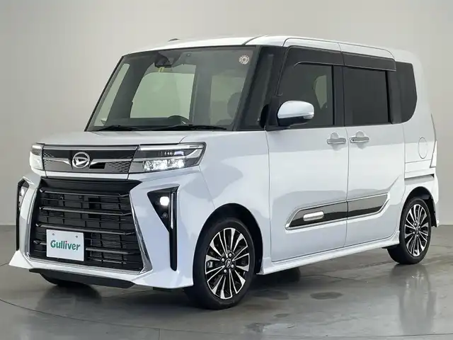 ダイハツ タント カスタム RS 愛知県 2023(令5)年 1.8万km シャイニングホワイトパール 純正ナビ　フルセグＴＶ　Ｂｌｕｅｔｏｏｔｈ　ＤＶＤ再生　バックカメラ　スマートアシスト３　衝突軽減　誤発進抑制　オートハイビーム　両側電動スライドドア　黒ハーフレザー　純正ドラレコ　ＥＴＣ２．０　禁煙