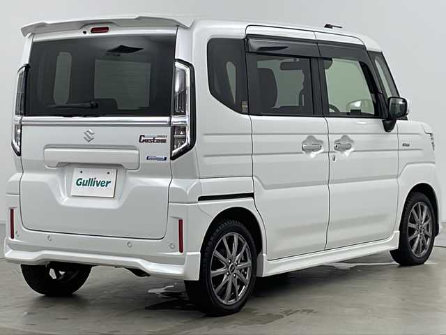 スズキ スペーシア カスタム HYBRID XS 道央・札幌 2024(令6)年 0.6万km ピュアホワイトP ・4WD/・社外ナビ&CD&DVD&SD&BT&TV/・両側パワースライドドア/・スズキセーフティサポート/・衝突軽減ブレーキ/・車線逸脱抑制機能/・標識認識機能/・アダプティブクルーズコントロール/・パーキングセンサー/・オートマチックハイビーム/・ヘッドアップディスプレイ/・ハーフレザーシート/・前席シートヒーター/・ステアリングヒーター/・ドアミラーヒーター/・LEDヘッドライト/・LEDフォグランプ/・オートライト/・純正フロアマット/・スマートキー/・スペアキー/・社外15インチAW