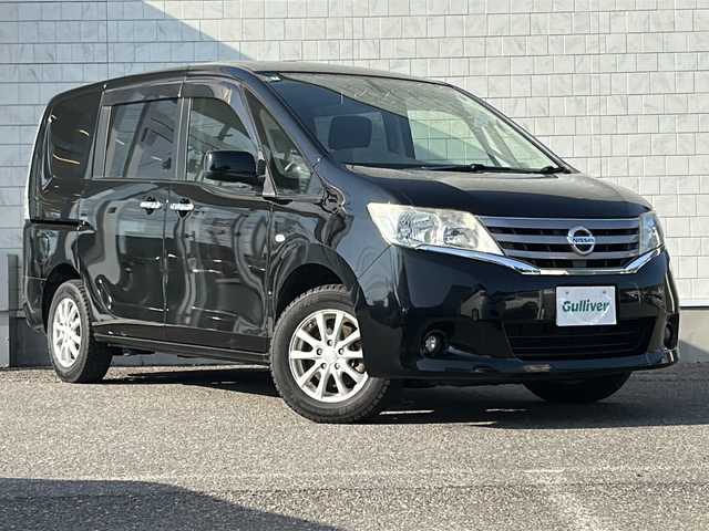 日産 セレナ 20X 福島県 2012(平24)年 6.8万km スーパーブラック 4WD ナビ フルセグTV USB接続 バックカメラ 左側パワースライドドア オートクルーズ LEDヘッドライト オートライト 横滑り防止装置 アルミホイール アイドリングストップ スマートキー