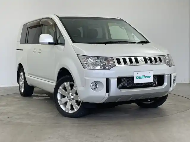 三菱 デリカＤ：５ D－Power package 新潟県 2014(平26)年 6万km ウォームホワイトパール 4WD/DIATONEメモリナビ/　フルセグTV/Bluetooth/CD/DVD/クルーズコントロール/前席シートヒーター/両側パワースライドドア/バックモニター/ビルトインETC/横滑り防止装置/オートライト/パドルシフト/レザーステアリング/禁煙車