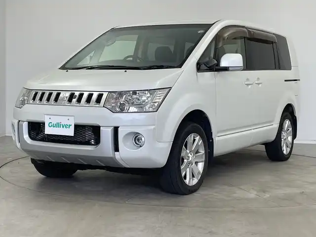 三菱 デリカＤ：５ D－Power package 新潟県 2014(平26)年 6万km ウォームホワイトパール 4WD/DIATONEメモリナビ/　フルセグTV/Bluetooth/CD/DVD/クルーズコントロール/前席シートヒーター/両側パワースライドドア/バックモニター/ビルトインETC/横滑り防止装置/オートライト/パドルシフト/レザーステアリング/禁煙車